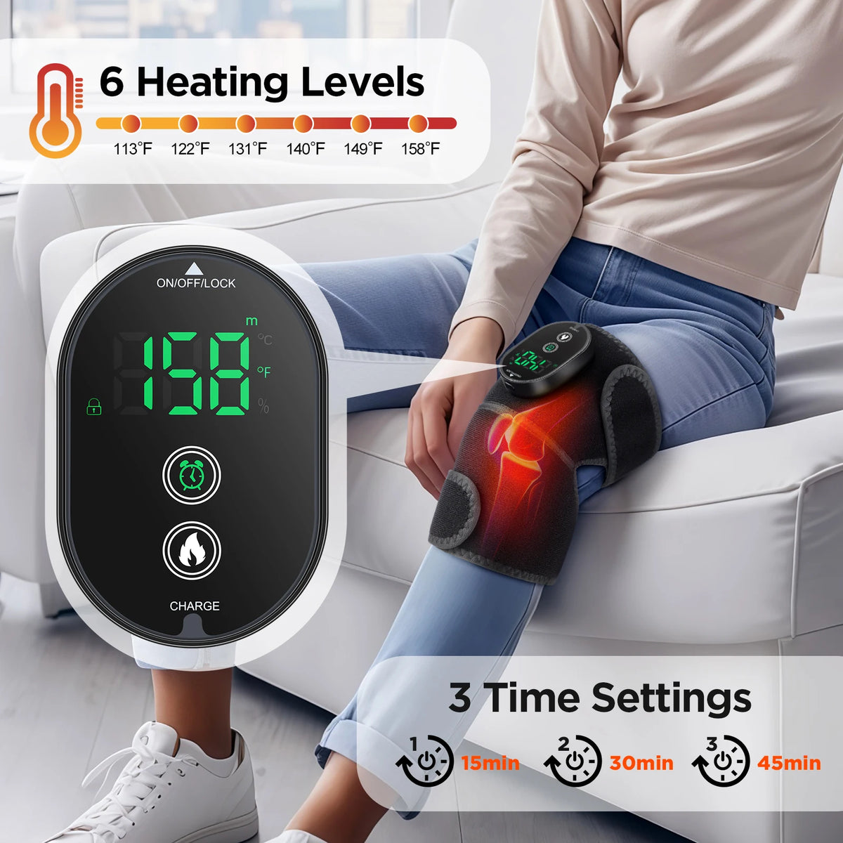 🔥 3-in-1 Heated Knee Brace | Vibrating Joint Warmer ⚡