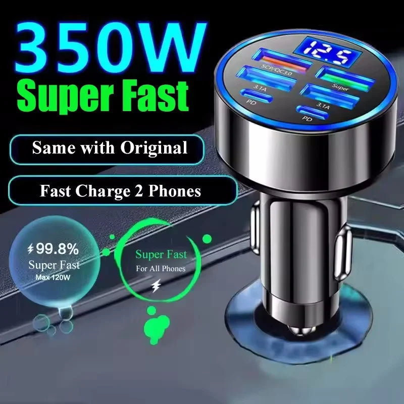 🚗⚡ 350W USB-C Car Charger | PD & QC3.0 Fast Charging