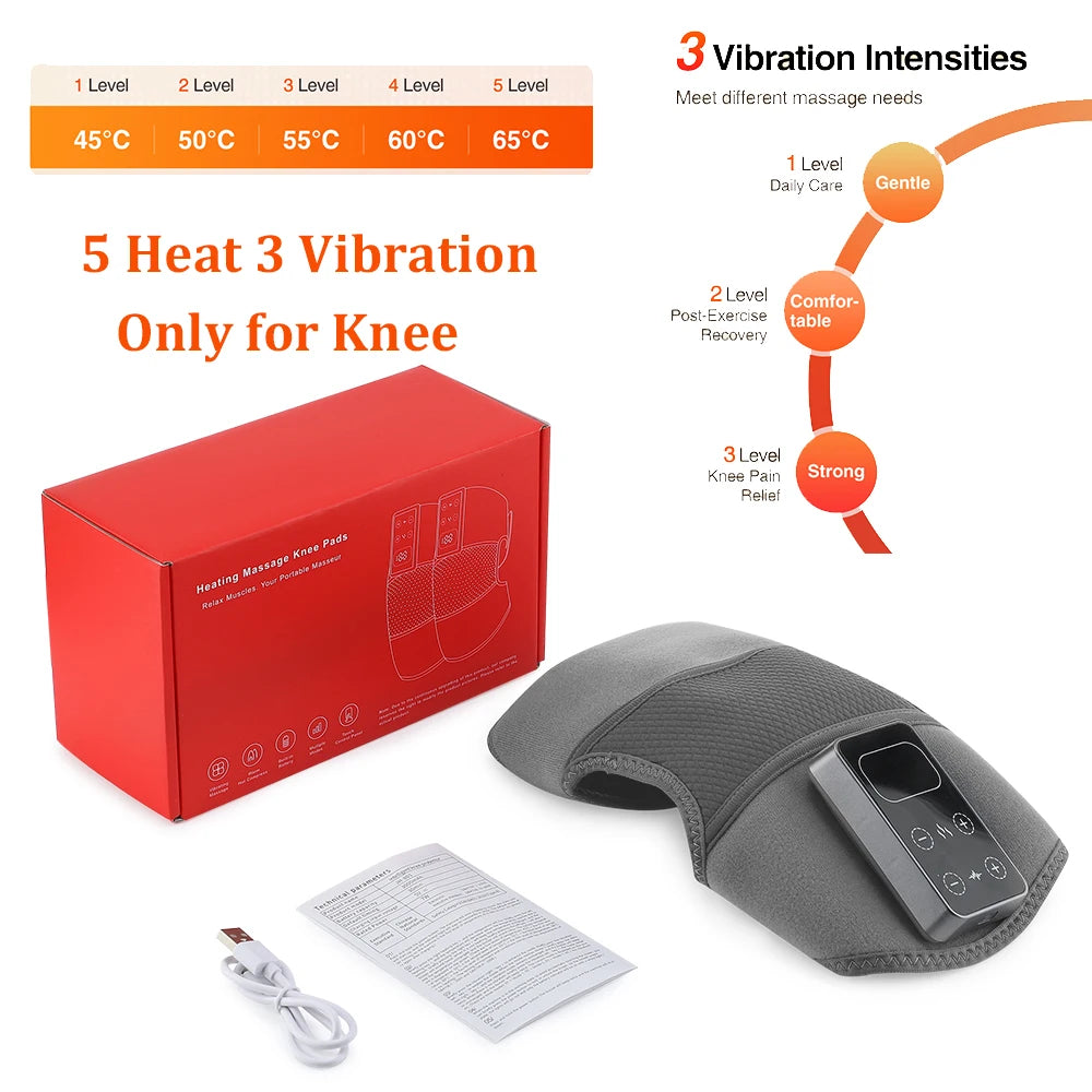🔥 3-in-1 Heated Knee Brace | Vibrating Joint Warmer ⚡