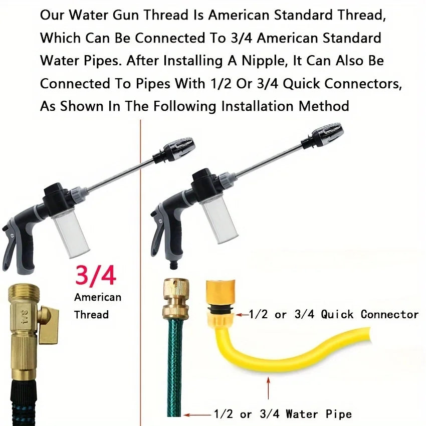 🚗💦 High-Pressure Car Wash Water Gun | Foam Spray Hose Nozzle