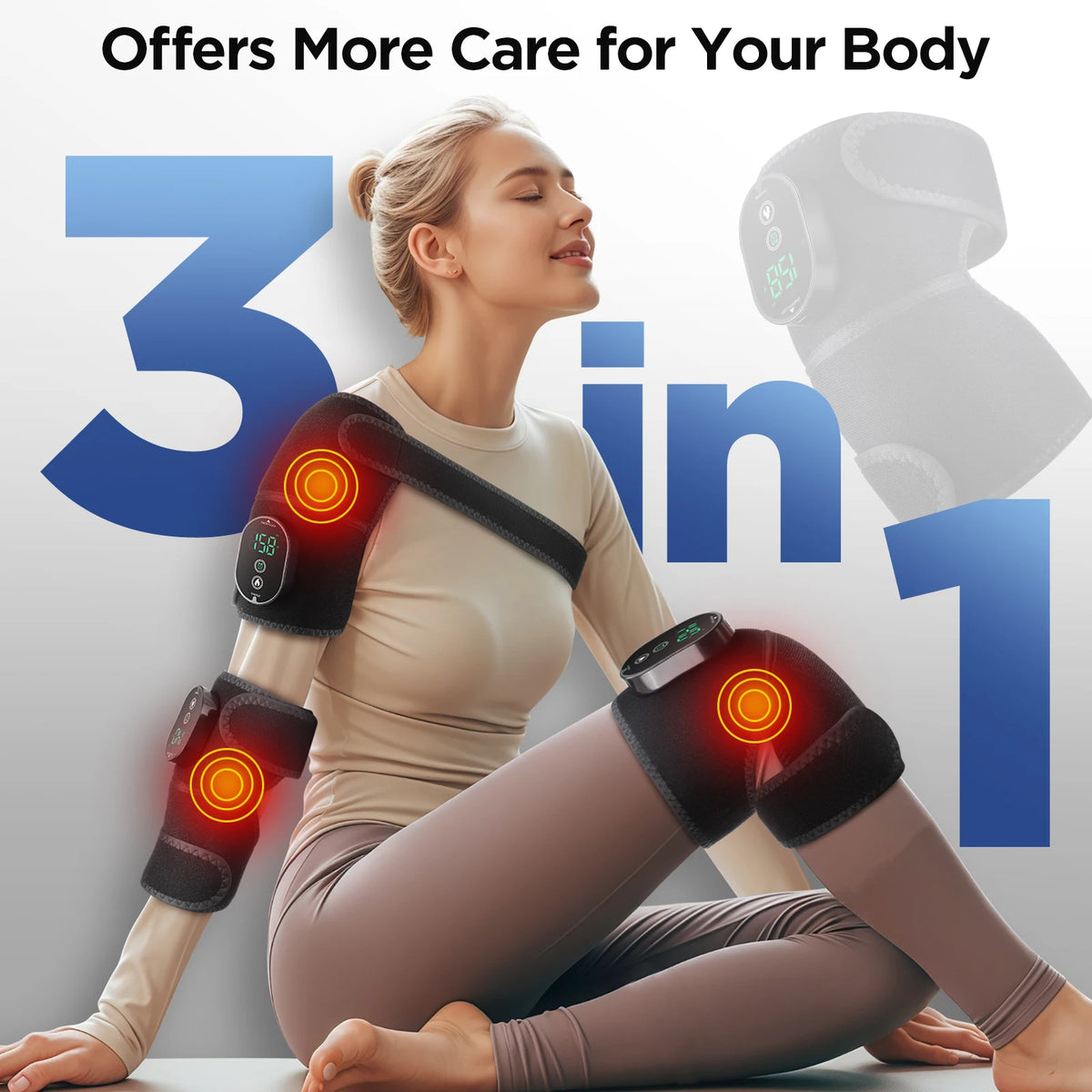 🔥 3-in-1 Heated Knee Brace | Vibrating Joint Warmer ⚡