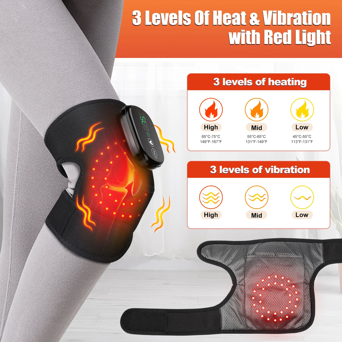 🔥 3-in-1 Heated Knee Brace | Vibrating Joint Warmer ⚡