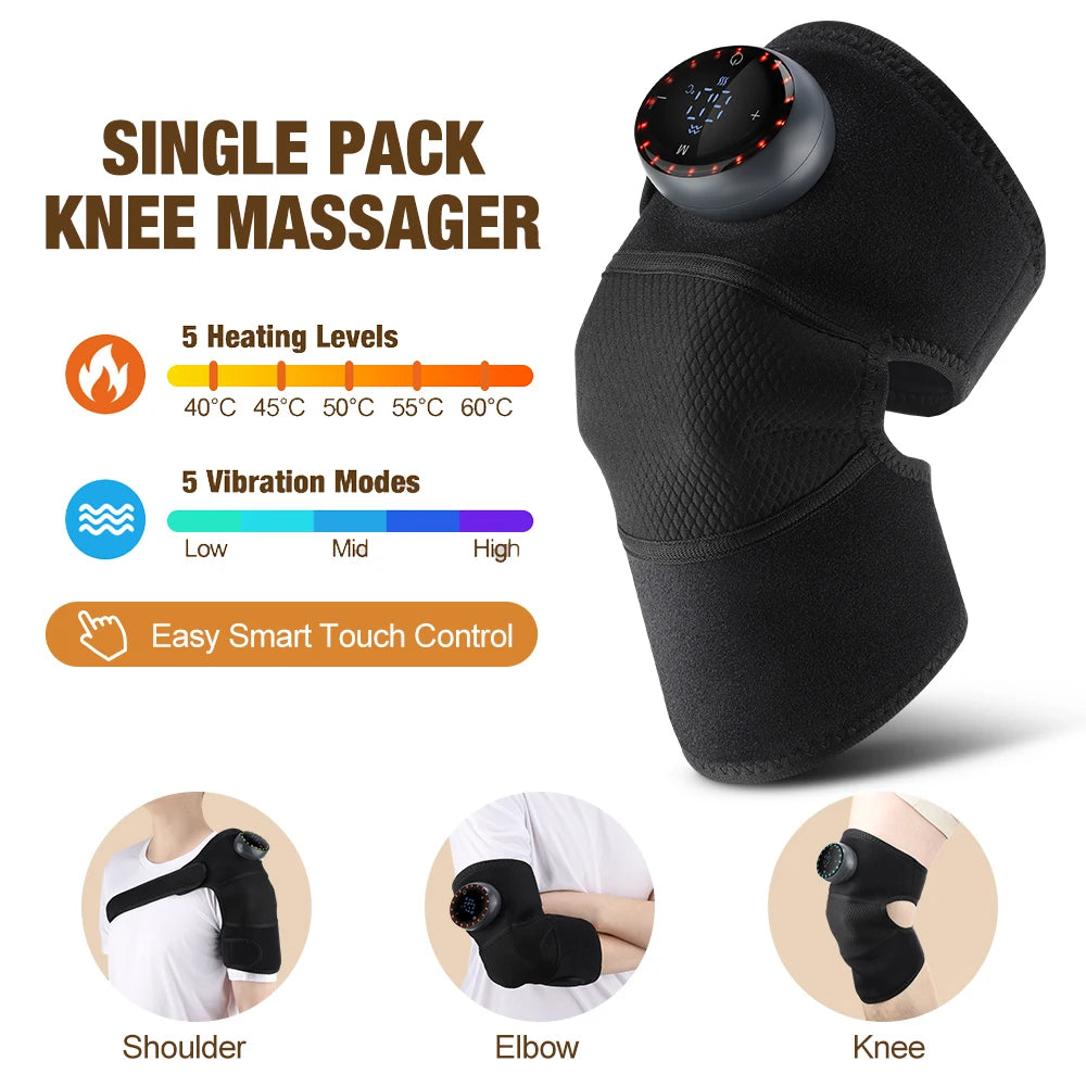 🔥 3-in-1 Heated Knee Brace | Vibrating Joint Warmer ⚡